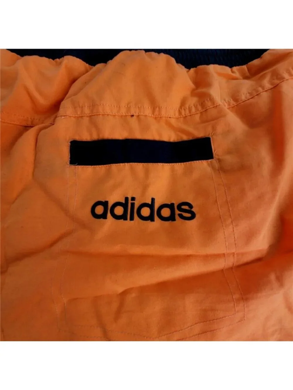 Vintage Adidas 3-Stripes Swim Trunks XXL Bright Orange Mesh Lined Drawstring